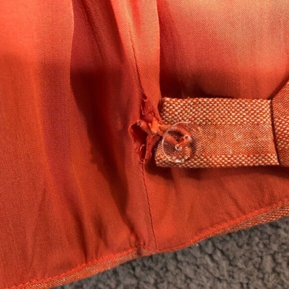 REVOLVE Line and Dot Zoe Wrap Top Linen Blend Puff Sleeve V-Neck Orange Small - Picture 5 of 11
